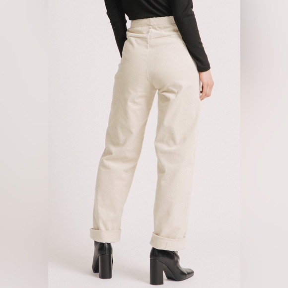 Vanilla Corduroy High Waisted Straight Leg with slight Barrel Leg Pants, Canada - Picture 2 of 13